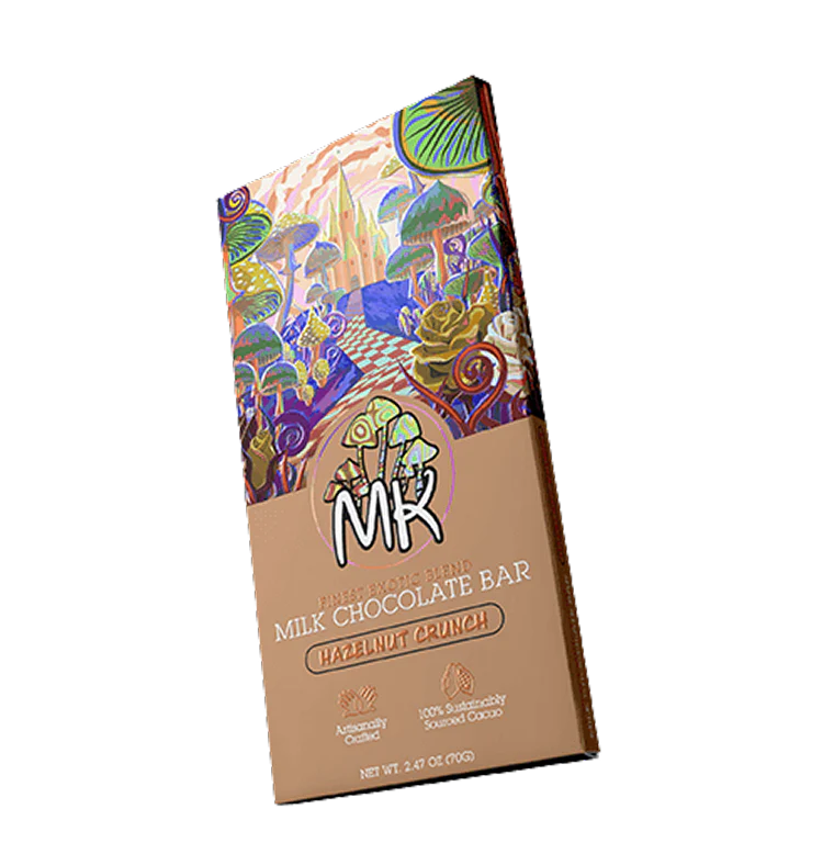 MK mushroom chocolate bars category featuring Hazelnut Crunch and other premium flavors