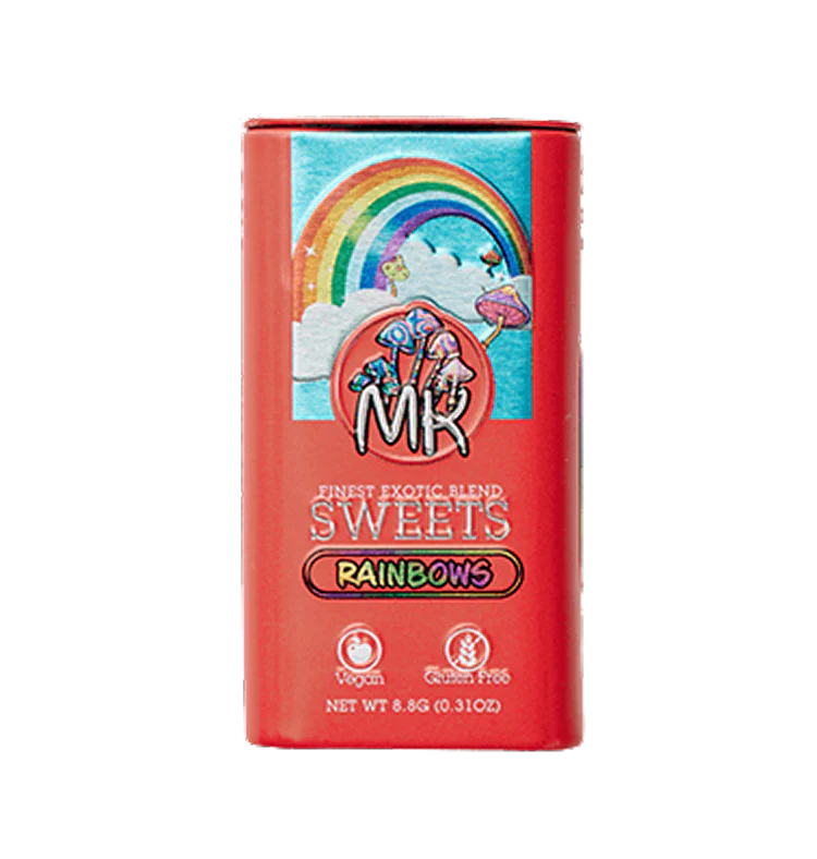 MK mushroom mints category featuring Rainbows White Peach Tangerine