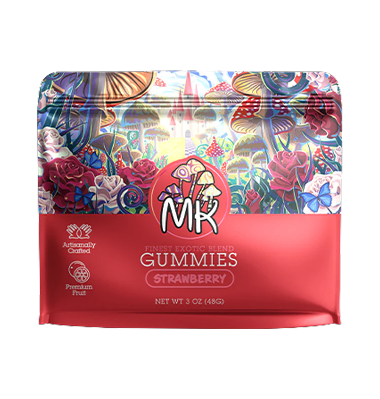 MK Strawberry mushroom gummies plant-based candy with Blue Lotus